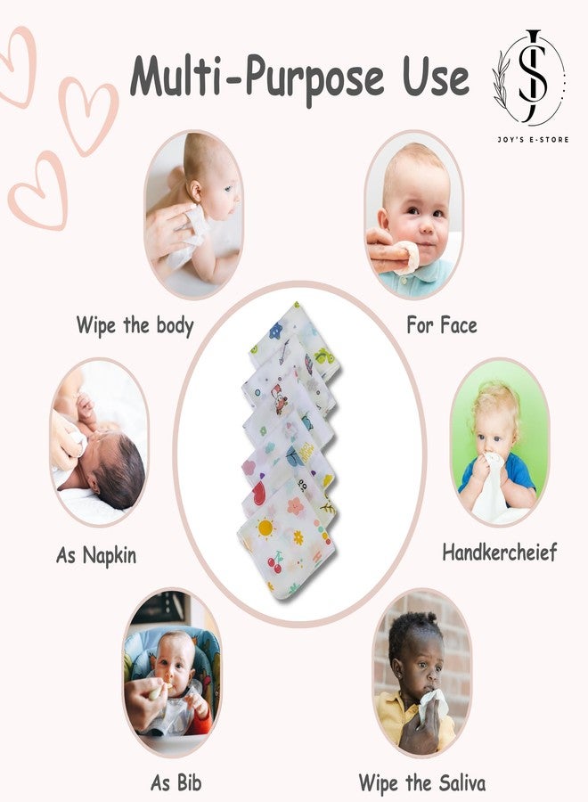JOY'S E-STORE Muslin Cotton Baby Washcloths for Newborns | Ultra Soft, Absorbent, Reusable Face Towels | 25x25 cm | Pack of 6 | Soft Hankies for Babies - WCM42 Combo P4 - Image 3