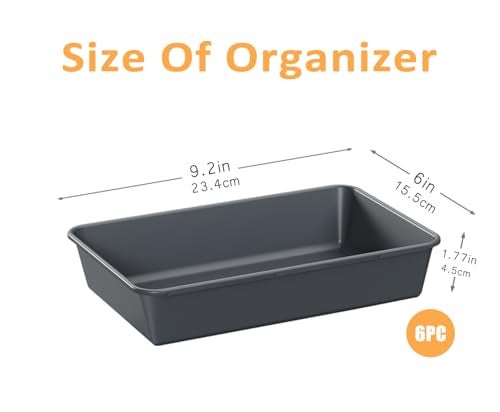 Kutesna 6 PCS Large Plastic Drawer Organizer 96 Desk Drawer Organizer and Storage Trays Versatile Plastic Storage Bins for Makeup Vanity Jewelries Kitchen Utensils Bathroom and Office - Image 3