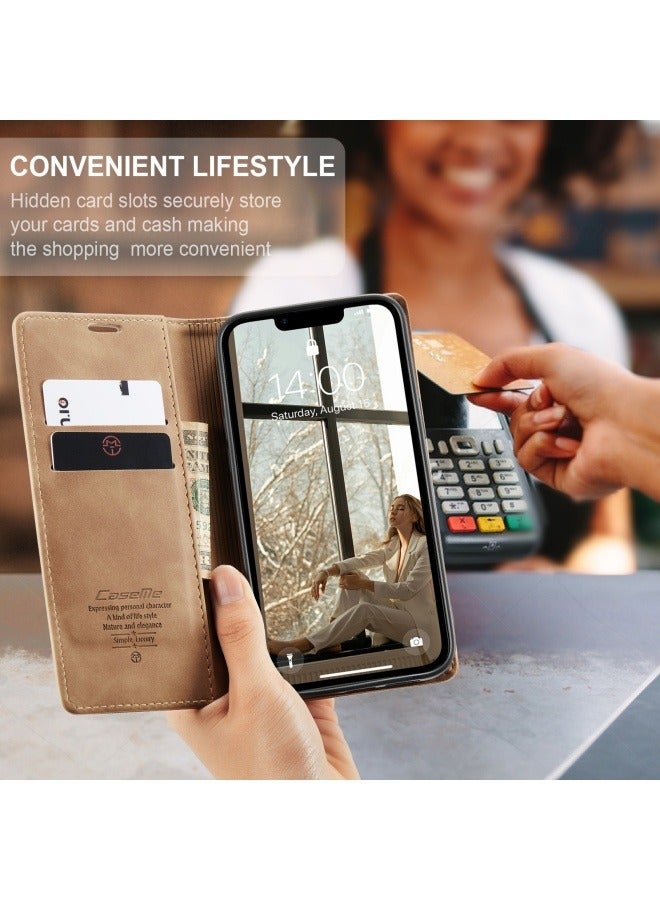 Suitable for iPhone 16E retro clamshell leather case bracket mobile phone case anti-fall card protective cover  - Image 2