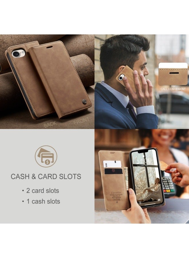 Suitable for iPhone 16E retro clamshell leather case bracket mobile phone case anti-fall card protective cover  - Image 5