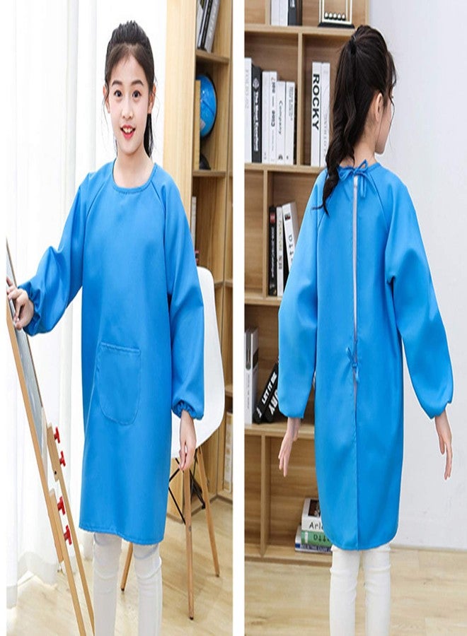 Lauthen.S 2 Pack Kids Art Smocks,Artist Painting Aprons Long Sleeve with Pocket for Toddler 8-12 Years(Blue/Purple) - Image 4