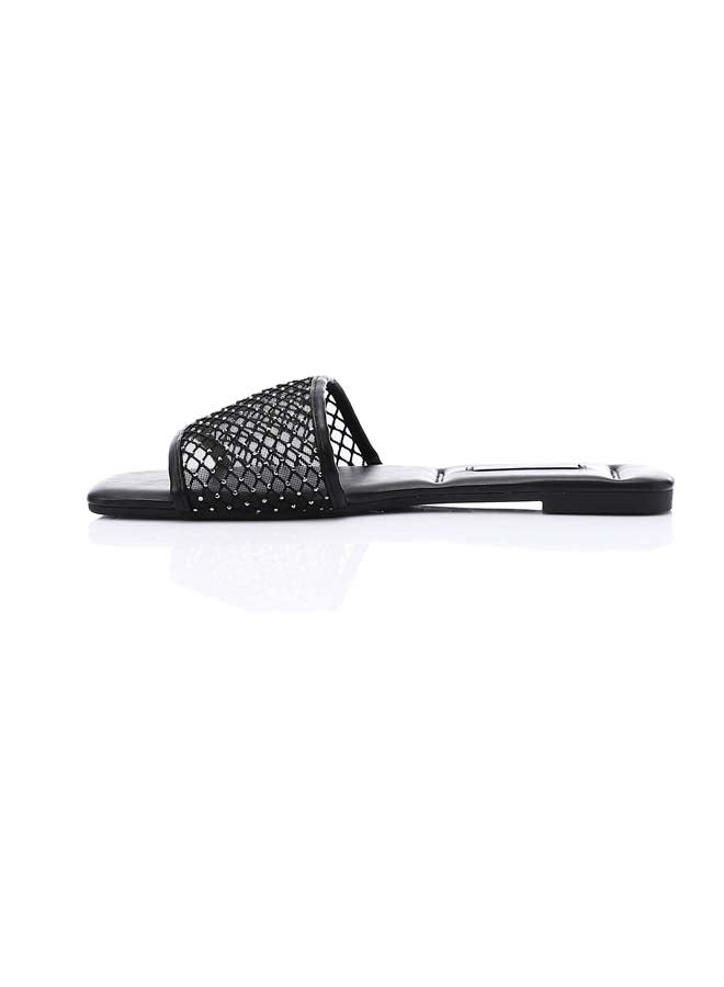DejaVu Mesh Strass Wedge Slipper - Black - Image 3