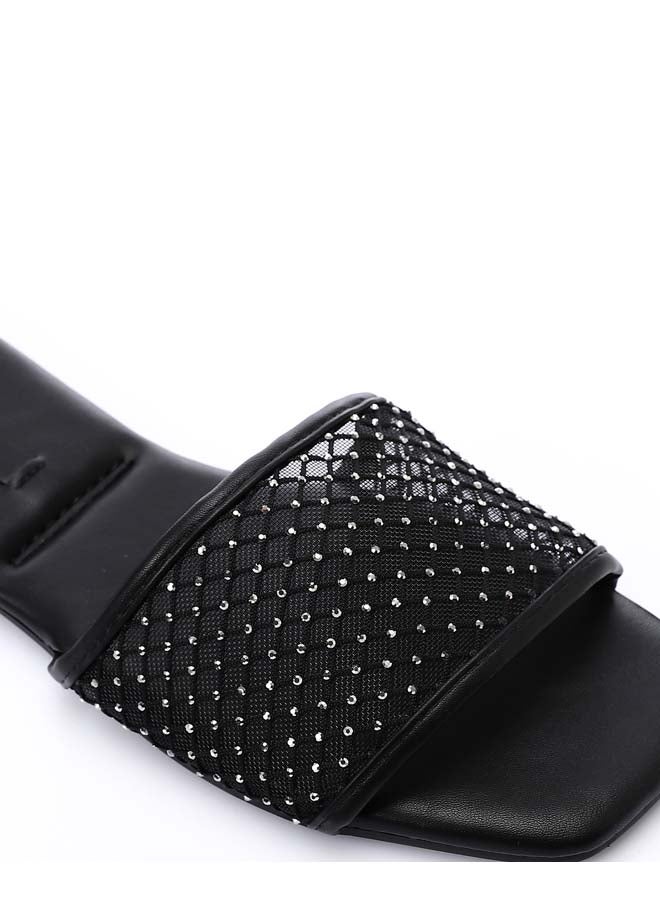 DejaVu Mesh Strass Wedge Slipper - Black - Image 4