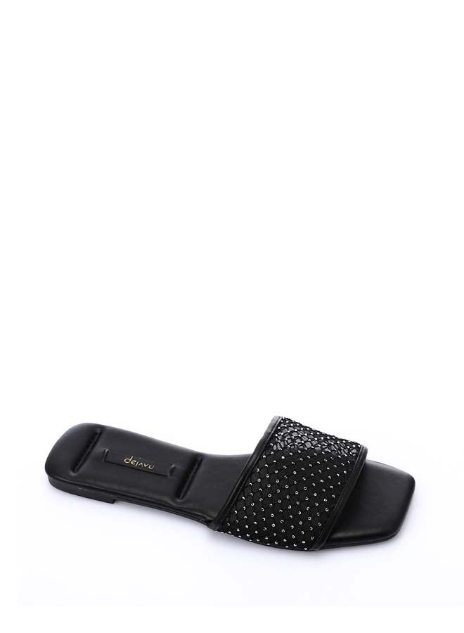 DejaVu Mesh Strass Wedge Slipper - Black - Image 5