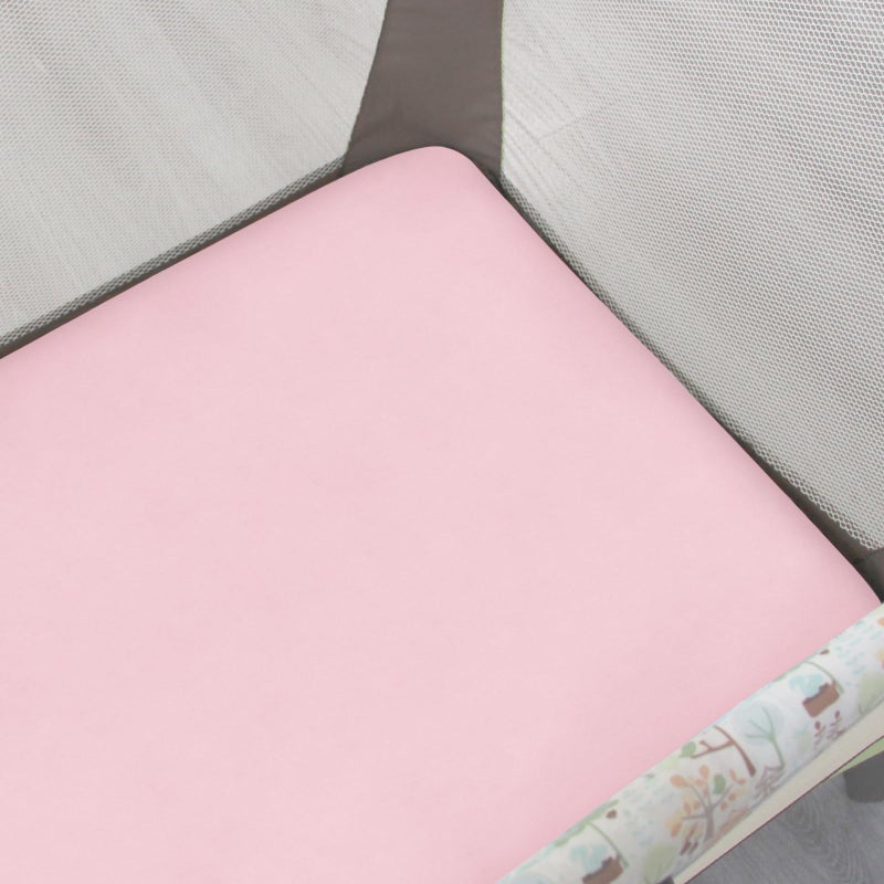 Moonsea Pack and Play Sheets Girl, 2 Pack Mini Crib Sheets, Stretchy Playard Fitted Sheet, Compatible with Graco Pack n Play, Soft and Breathable Material, Pink&Pink Stars - Image 2