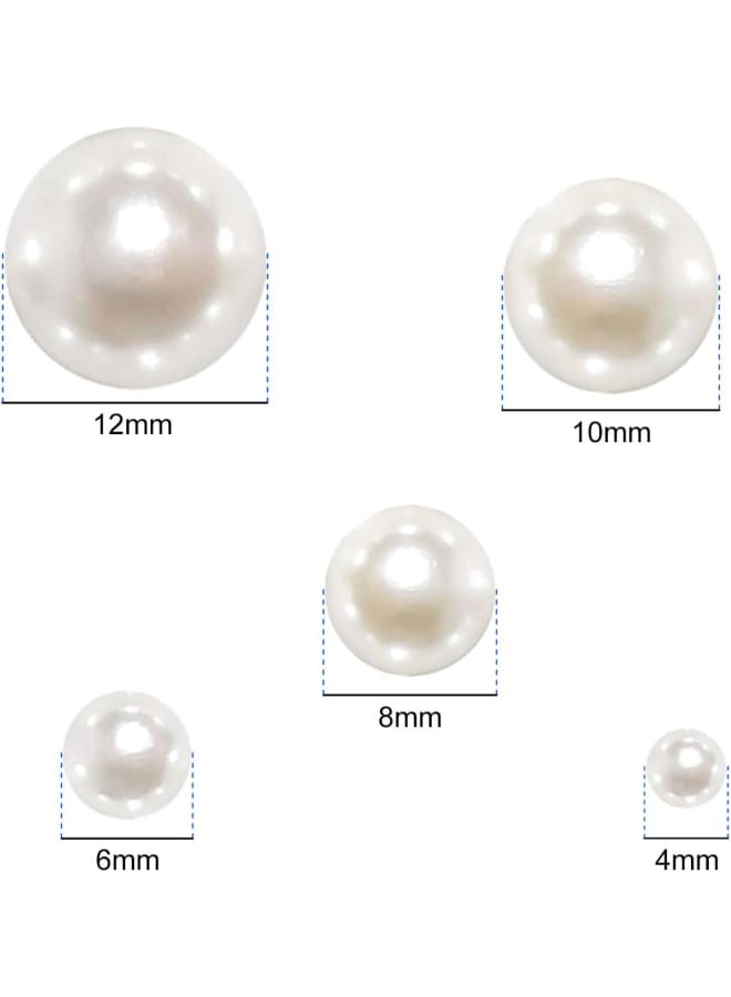 1000pcs Flat Back Pearls Nail Pearls Beads Half Round Pearl Glossy Beads White Mixed Sizes 4mm 6mm 8mm 10mm 12mm for DIY Crafts Wedding Dress Phone Case  - Image 2