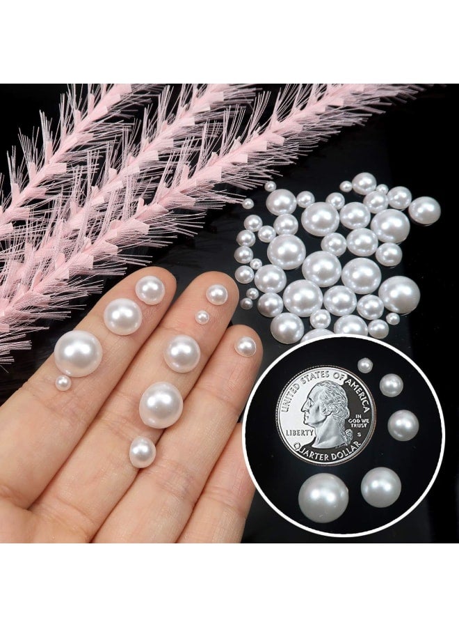 1000pcs Flat Back Pearls Nail Pearls Beads Half Round Pearl Glossy Beads White Mixed Sizes 4mm 6mm 8mm 10mm 12mm for DIY Crafts Wedding Dress Phone Case  - Image 3