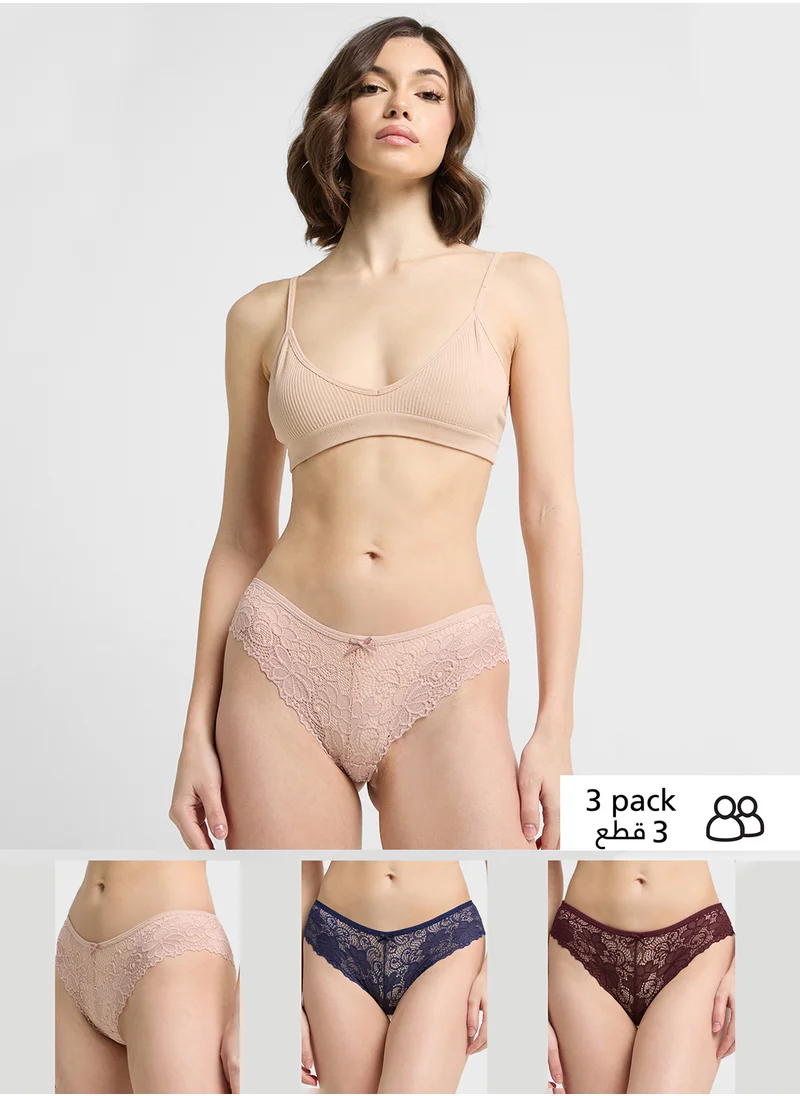 ايلا 3 Pack Lace Cheeky Brief