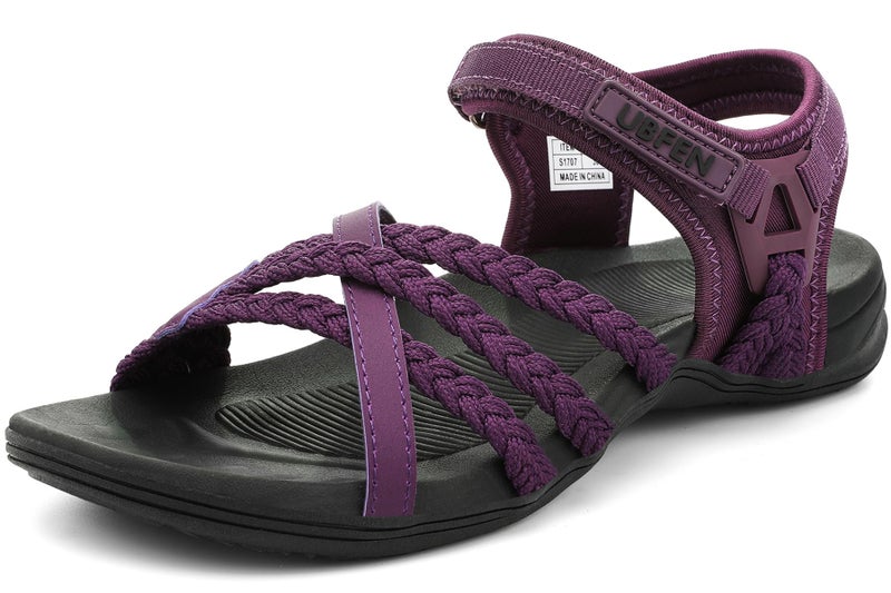 UBFEN Womens Hiking Sandals Walking Outdoor Sports Comfortable Water Sandals with Arch Support Comfortable for Beach Camping Travel Golf Purple Size US 7 - Image 1