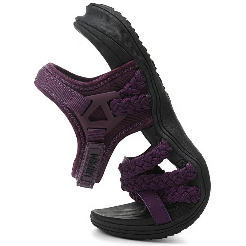 UBFEN Womens Hiking Sandals Walking Outdoor Sports Comfortable Water Sandals with Arch Support Comfortable for Beach Camping Travel Golf Purple Size US 7 - Image 3