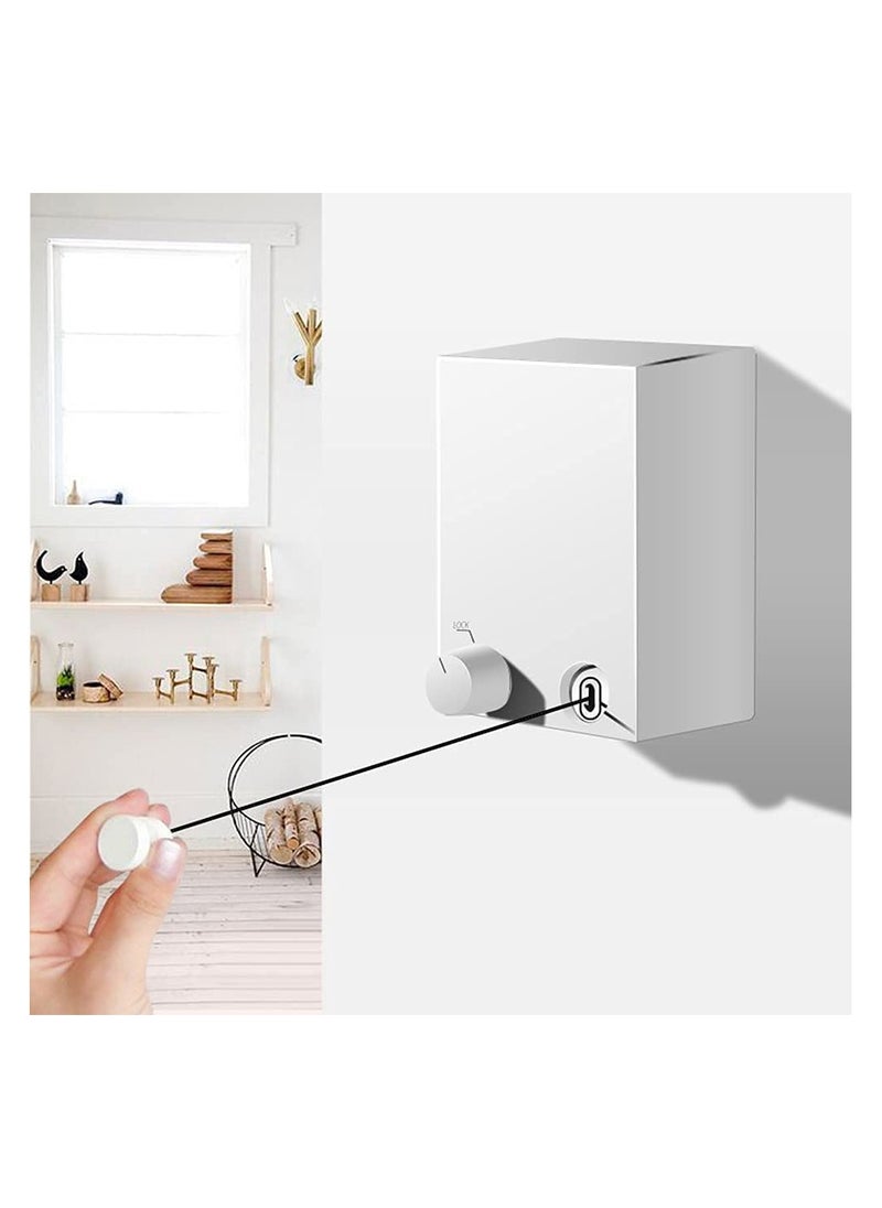 Generic - Retractable Clothesline Outdoor Indoor Laundry Line, 13.8 Feet Adjustable Stainless Steel Clothes Line, Wall Mounted Space-Saver Drying Line for Balcony, Bathroom, Heavy Duty Clothesline White - Image 1