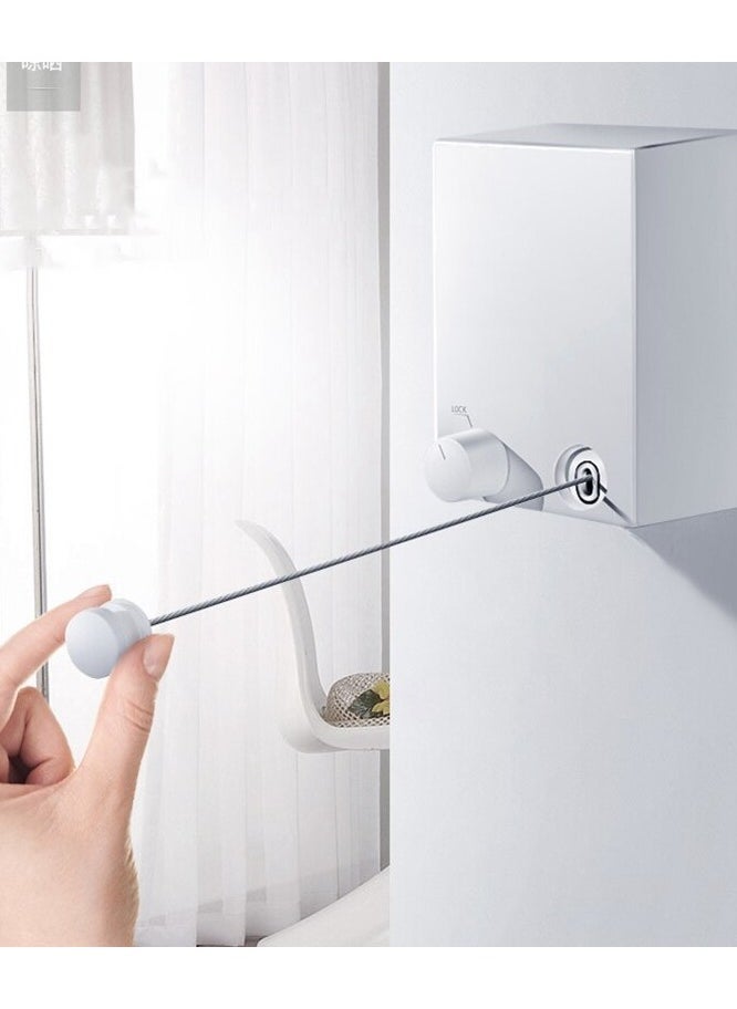 Generic - Retractable Clothesline Outdoor Indoor Laundry Line, 13.8 Feet Adjustable Stainless Steel Clothes Line, Wall Mounted Space-Saver Drying Line for Balcony, Bathroom, Heavy Duty Clothesline White - Image 1