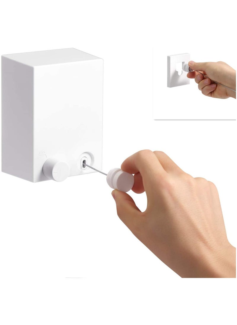 Generic - Retractable Clothesline Outdoor Indoor Laundry Line, 13.8 Feet Adjustable Stainless Steel Clothes Line, Wall Mounted Space-Saver Drying Line for Balcony, Bathroom, Heavy Duty Clothesline White - Image 1
