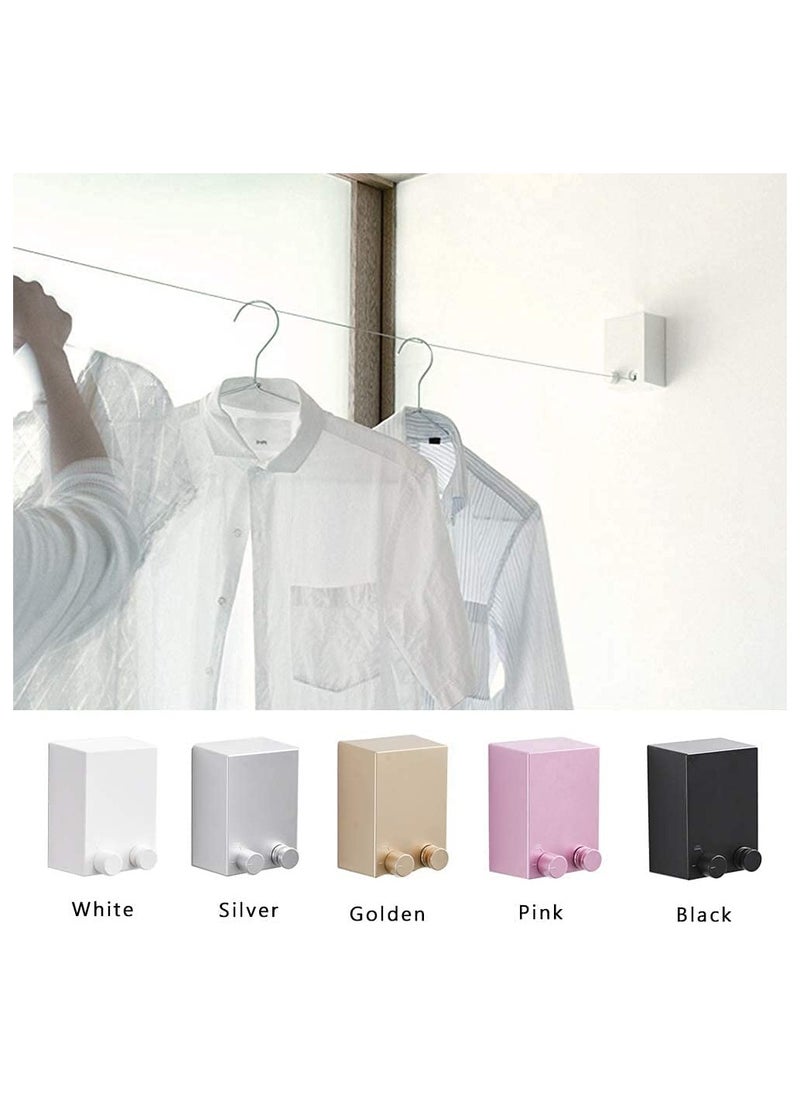 Generic - Retractable Clothesline Outdoor Indoor Laundry Line, 13.8 Feet Adjustable Stainless Steel Clothes Line, Wall Mounted Space-Saver Drying Line for Balcony, Bathroom, Heavy Duty Clothesline White - Image 1