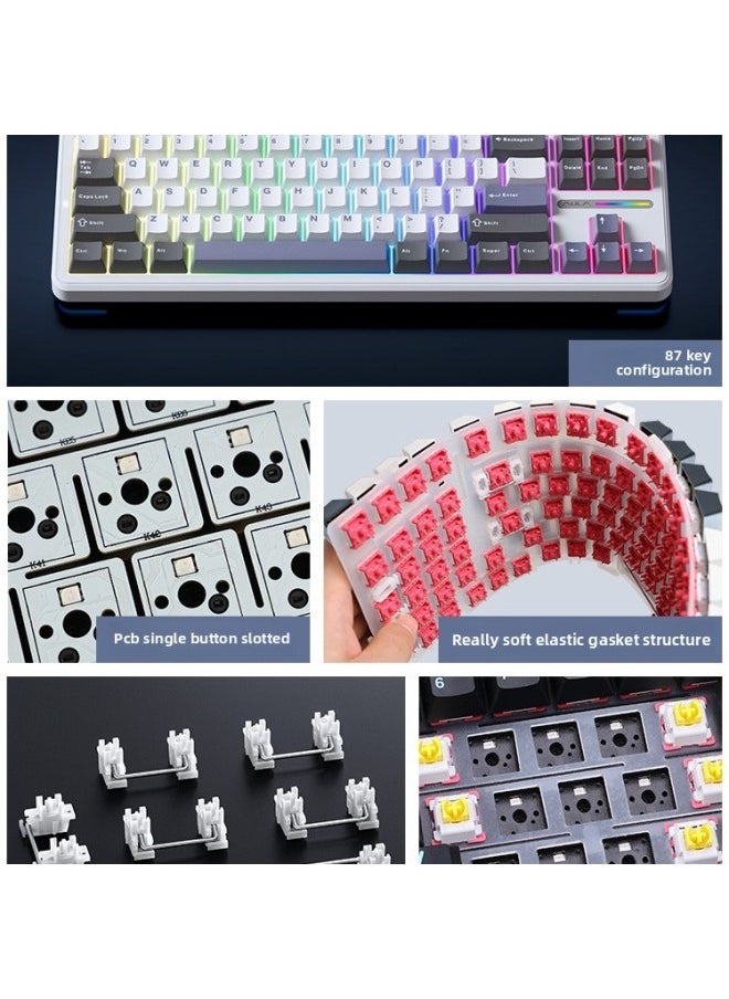 Generic Customized F87P Three-Mode Keycap Side-Engraved Special Mechanical Keyboard Wireless Bluetooth Ro E-Sports Computer Game-Color:F87 Pro White Contour 10000mah-jizhixia  - Image 5
