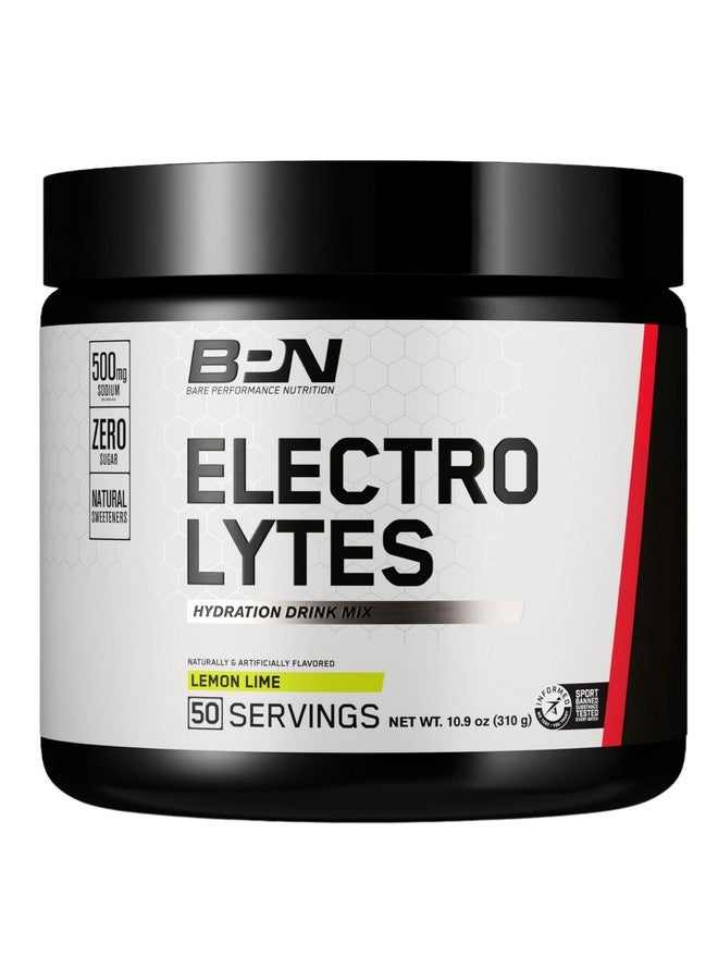 BARE PERFORMANCE NUTRITION BPN Electrolytes Hydration Drink Mix | Sugar Free Electrolyte Powder | 500mg Sodium per Serving | Naturally Sweetened | Lemon Lime, 50 Servings - Image 1