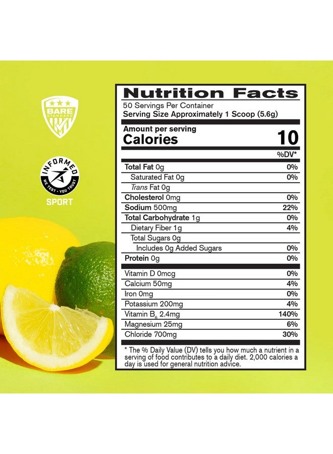 BARE PERFORMANCE NUTRITION BPN Electrolytes Hydration Drink Mix | Sugar Free Electrolyte Powder | 500mg Sodium per Serving | Naturally Sweetened | Lemon Lime, 50 Servings - Image 2