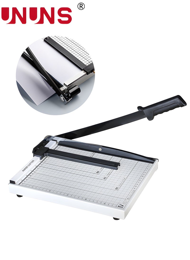 UNUNS Paper Cutter Guillotine,A4 Paper Cutting Board,Heavy Duty Metal Base Trimmer Gridded Paper Photo Guillotine Craft Machine,Professional Paper Cutter and Trimmer For Home,Office - Image 1