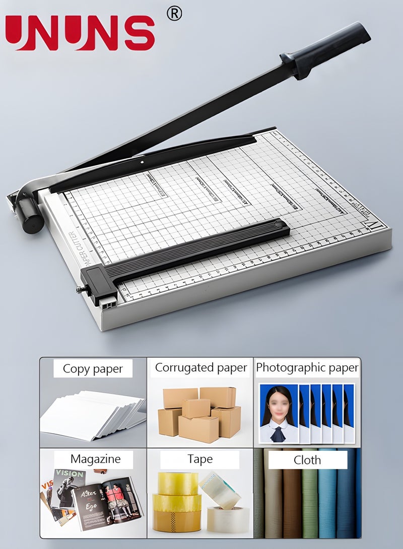 UNUNS Paper Cutter Guillotine,A4 Paper Cutting Board,Heavy Duty Metal Base Trimmer Gridded Paper Photo Guillotine Craft Machine,Professional Paper Cutter and Trimmer For Home,Office - Image 4