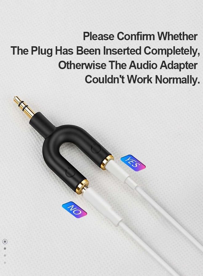 Headphone Splitter Adapter, 3.5mm Male to 2 Port 3.5mm Female Y Jack Splitter Adaptor Compatible with Headset, Earphone, iPhone, iPad, iPod,Tablets, MP3 Players&More, Black