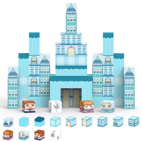 Allenjoy 80PCS Winter Ice Princess Castle Magnetic Blocks STEM Educational Magnet Building Set for Kids Ages 3 Creative Birthday Christmas Xmas Holiday - Image 1