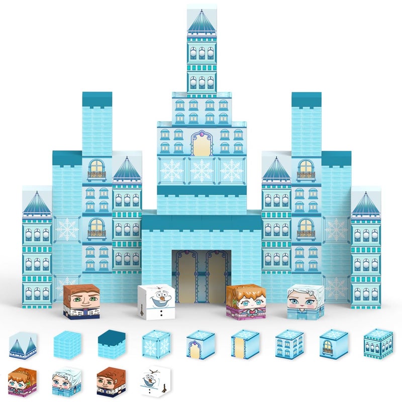 Allenjoy 80PCS Winter Ice Princess Castle Magnetic Blocks STEM Educational Magnet Building Set for Kids Ages 3 Creative Birthday Christmas Xmas Holiday - Image 3