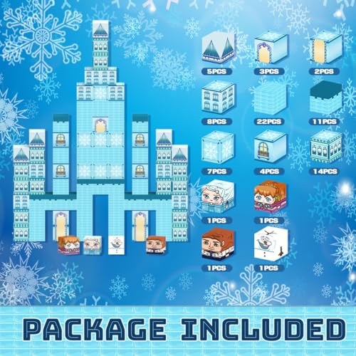 Allenjoy 80PCS Winter Ice Princess Castle Magnetic Blocks STEM Educational Magnet Building Set for Kids Ages 3 Creative Birthday Christmas Xmas Holiday - Image 5