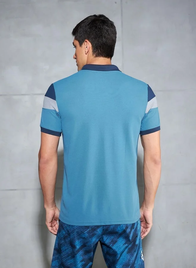 Technosport Color Block Short Sleeve Pique Slim Fit Polo T-Shirt