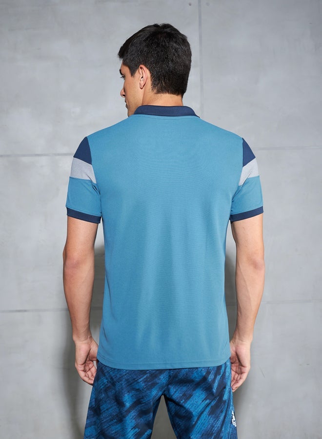 Technosport Color Block Short Sleeve Pique Slim Fit Polo T-Shirt - Image 2