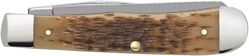 Case XX WR Pocket Knife Trapper Amber Jig Bone Stainless Steel Blades W/Sharpening Stone (6254 SS) - Length Closed: 4 1/8 Inches - Image 3