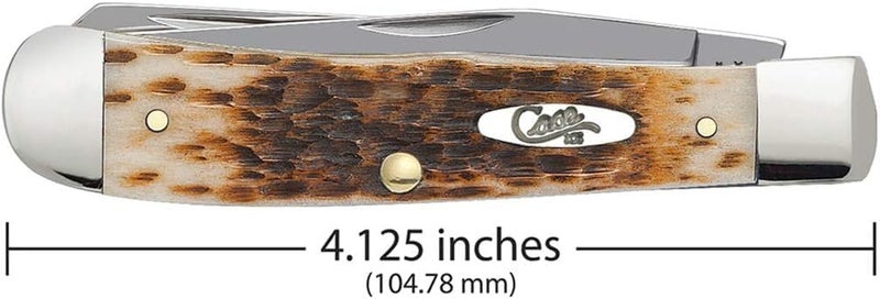 Case XX WR Pocket Knife Trapper Amber Jig Bone Stainless Steel Blades W/Sharpening Stone (6254 SS) - Length Closed: 4 1/8 Inches - Image 2