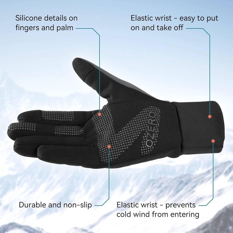 OZERO Cycling Gloves for Men - Touchscreen Waterproof Thermal Gloves for Driving, Running, and Cycling - Image 4