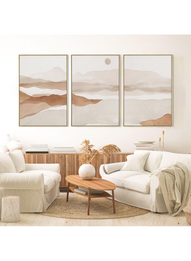 FEOFTIE Framed Boho Wall Art Boho Art Wall Decor Large Framed Wall Art Mountain Art Boho Pictures Mid Century Wall Art Neutral Wall Decor Bohemian Wall Art Boho Prints for Living Room 16x24 Inchx3 - Image 2