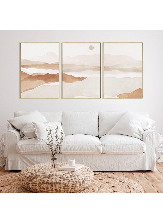 FEOFTIE Framed Boho Wall Art Boho Art Wall Decor Large Framed Wall Art Mountain Art Boho Pictures Mid Century Wall Art Neutral Wall Decor Bohemian Wall Art Boho Prints for Living Room 16x24 Inchx3 - Image 3