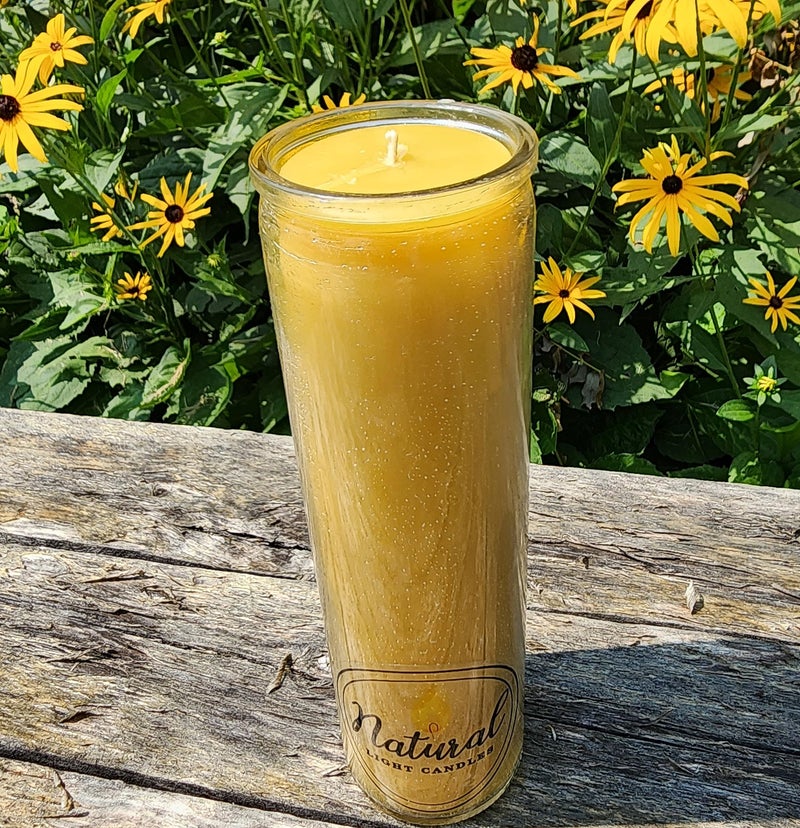 Natural Light Pure Beeswax Candle Made in USA Vigil, Meditation, Prayer, Devotional, Pillar in a Glass. Burns up to 100 Hours. - Image 3