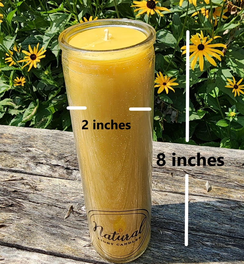 Natural Light Pure Beeswax Candle Made in USA Vigil, Meditation, Prayer, Devotional, Pillar in a Glass. Burns up to 100 Hours. - Image 2