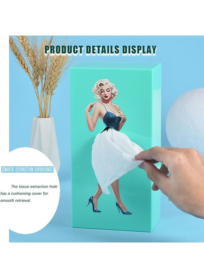 DAREU Creative Lady Skirt Tissue Box Holder – Vintage Dress ABS Plastic Napkin Dispenser in Blue-Green – Decorative Facial Tissue & Napkin Organizer for Living Room, Bedroom, Office - Image 5