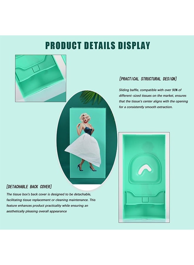 DAREU Creative Lady Skirt Tissue Box Holder – Vintage Dress ABS Plastic Napkin Dispenser in Blue-Green – Decorative Facial Tissue & Napkin Organizer for Living Room, Bedroom, Office - Image 4