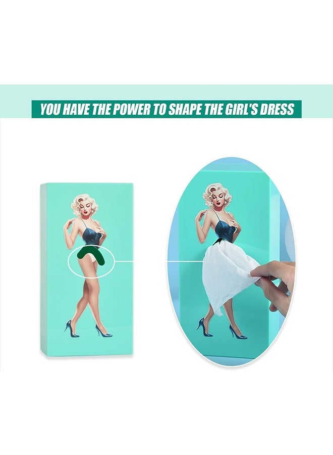 DAREU Creative Lady Skirt Tissue Box Holder – Vintage Dress ABS Plastic Napkin Dispenser in Blue-Green – Decorative Facial Tissue & Napkin Organizer for Living Room, Bedroom, Office - Image 2