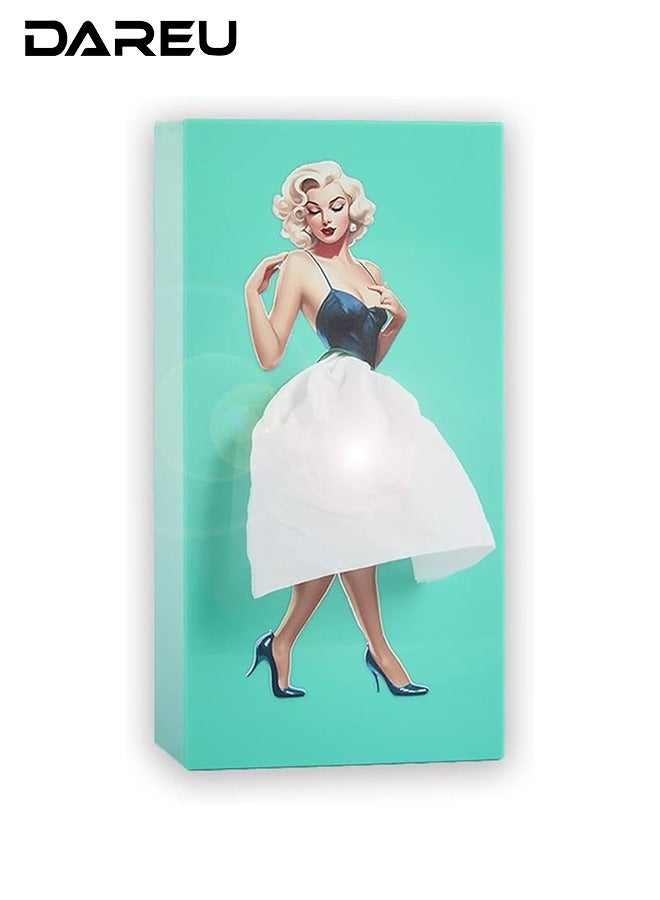 DAREU Creative Lady Skirt Tissue Box Holder – Vintage Dress ABS Plastic Napkin Dispenser in Blue-Green – Decorative Facial Tissue & Napkin Organizer for Living Room, Bedroom, Office - Image 1