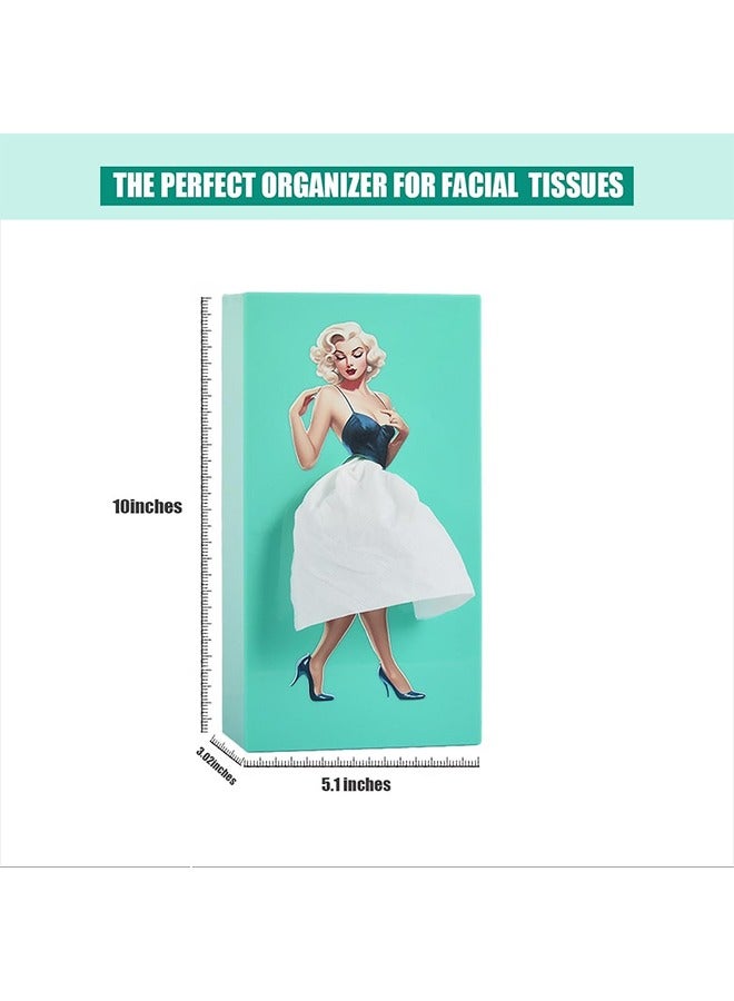 DAREU Creative Lady Skirt Tissue Box Holder – Vintage Dress ABS Plastic Napkin Dispenser in Blue-Green – Decorative Facial Tissue & Napkin Organizer for Living Room, Bedroom, Office - Image 3