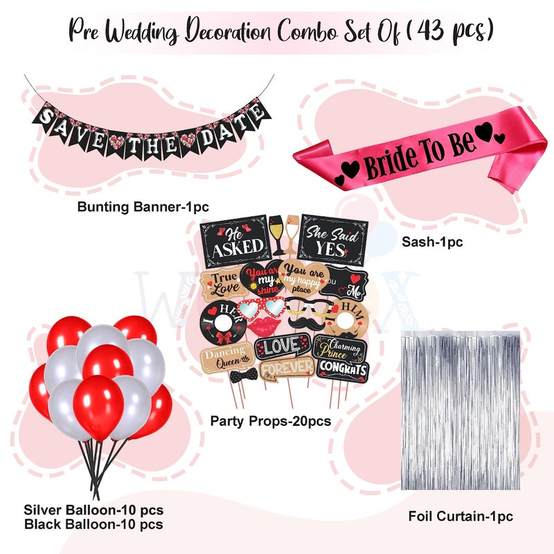 Wobbox Pre Wedding Decoration Items, Pre Wedding Props for Photo Shoot, Pre Wedding Props, Pre Wedding Shoot Props (43 Pcs Combo EI) - Image 2