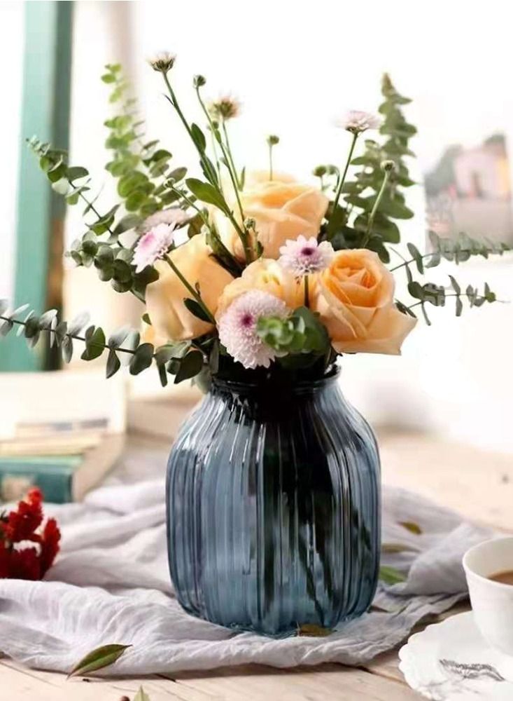 مزهرية زجاجية حديثة FFD مزهرية زجاجية شفافة كريستالية مزهرية للزهور لديكور المنزل والمكتب - Image 1