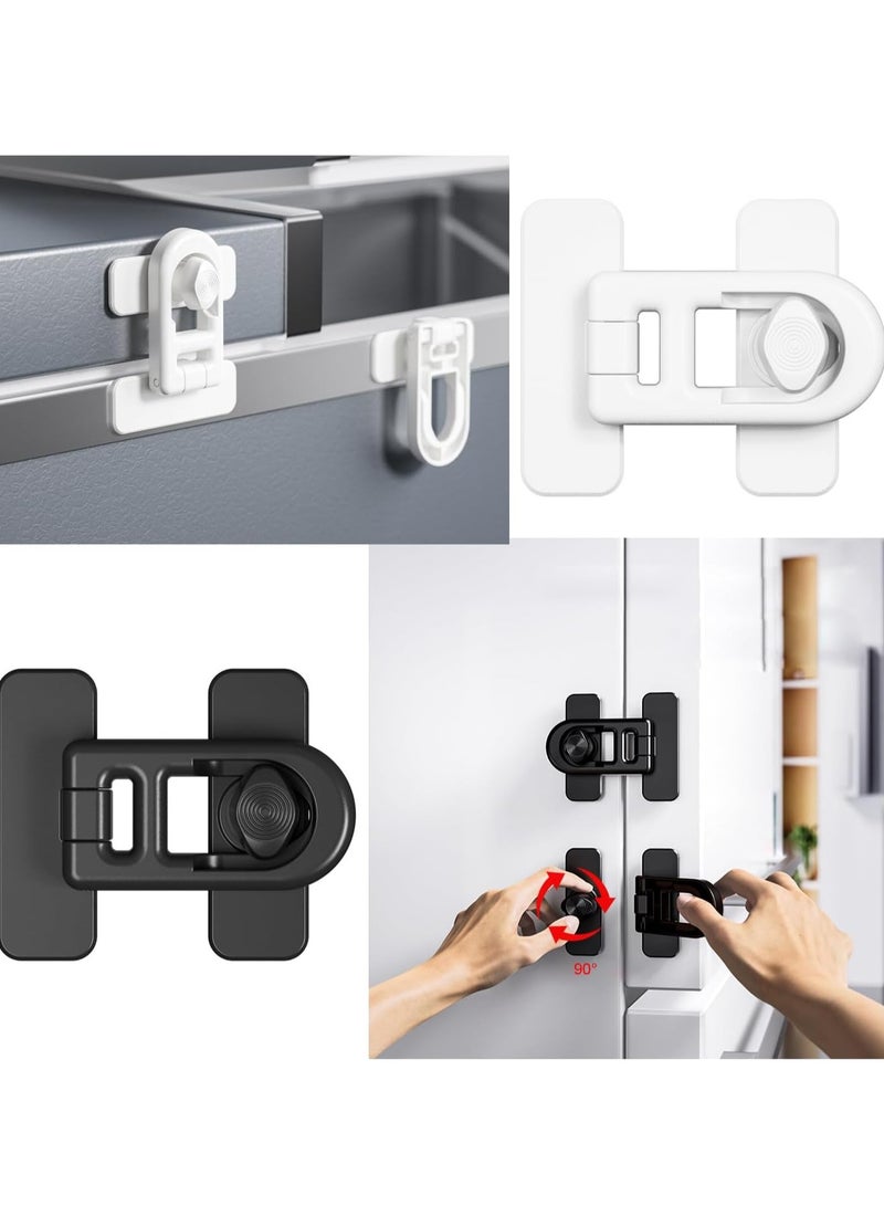 كيلا عدد 2 عبوة أقفال أمان للأطفال للقطط والكلاب والقطط والكلاب قفل أمان للأطفال مع مفتاح دوار مزلاج مقاوم للالتصاق لأدراج الخزانة أدراج باب الثلاجة ثلاجة الأطفال ثلاجة الأطفال حماية آمنة للأطفال الصغار - Image 3