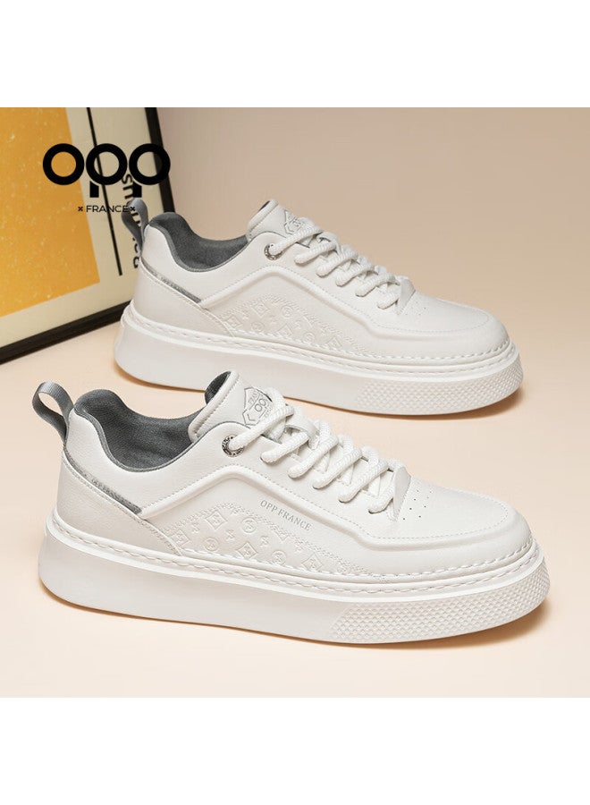 Opp Canvas Shoes For Men, Trendy Sneakers, Casual Sports Shoes, Versatile White Sneakers For Men, E011, White-gray Color, Size 40 - Image 1