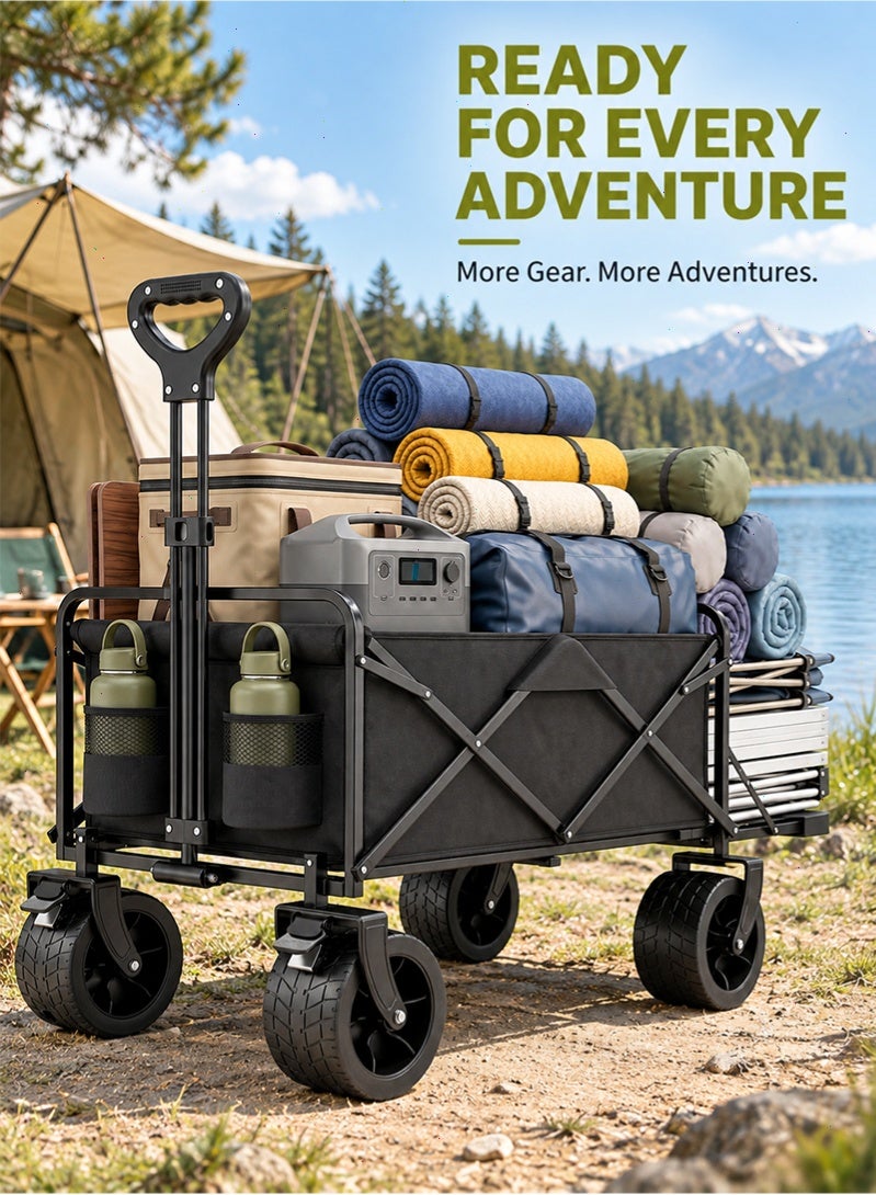 Topyich 250KG Load Camping Wagon Cart, 300L Large Capacity Collapsible Trolley Cart with Expandable Tailgate, All‑Terrain 360° Wheels for Outdoor Use - Image 1