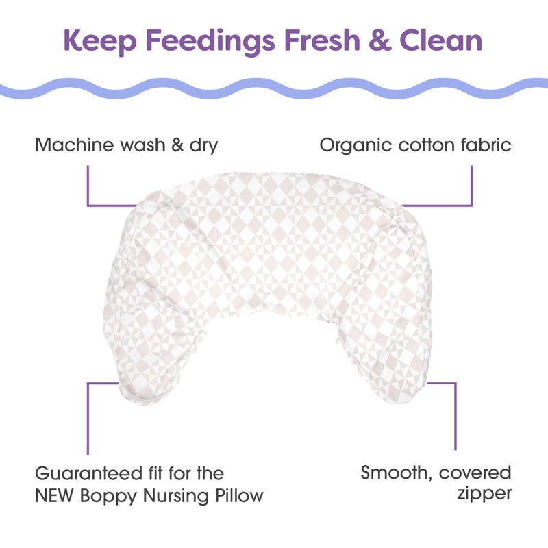 Boppy Nursing Pillow Cover, Beige Checkered Quilt, Single Cover, Easy-On Slipcover with Gentle 100% Organic Cotton Fabric for The Redesigned Nursing Pillow - Image 3