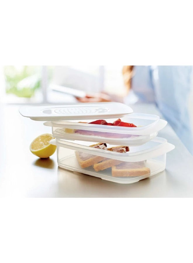 Tupperware 4-Piece Dishwasher Safe Polypropylene Snack Stacker Set White and Clear 11.2 x 17.5 x 26 cm 11164943 - Image 2