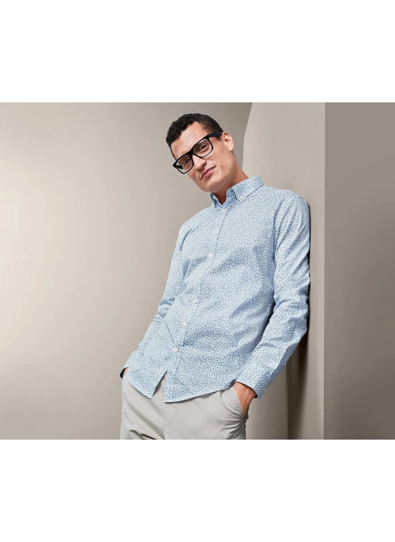 Tchibo Men Modern Fit Long Sleeve Shirt, Blue  - Image 1
