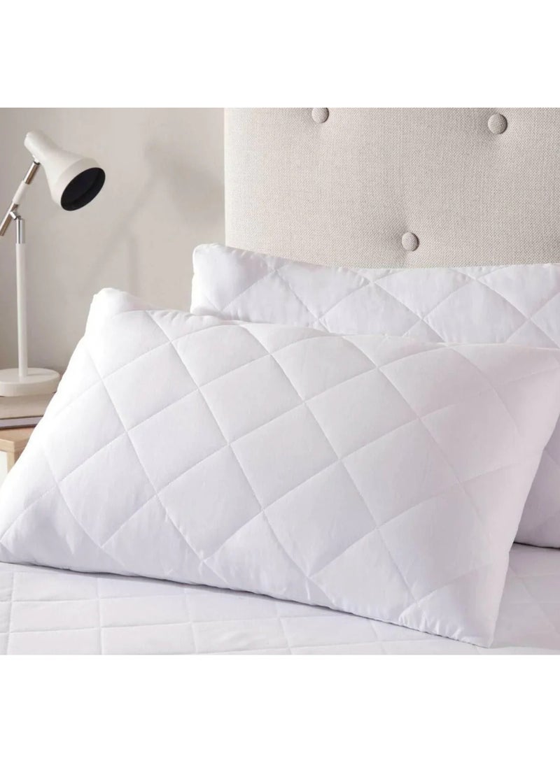 Prestige Pillow 50 cm X 75 cm Bed Pillows for Sleeping Diamond Quilted Hotel Luxury Sleep Pillow For Side Support Stomach Sleepers Soft Fluffy Hypoallergenic (White) Pack of 2 - Image 1